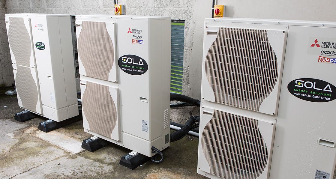 Three air to water heat pumps