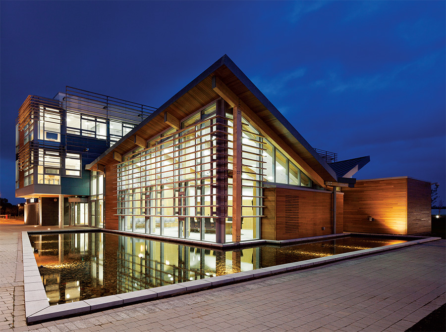 Glazed curtain walling with brise soleil on the Tipperary County Council building